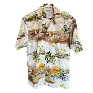 Vtg 70s Rai Nani Hawaiian Shirt Button Up AOP S/S Retro Coastal Beach Travel